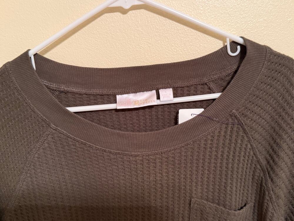 Belle by Kim Gravel Women’s Waffle Knit Long Sleeve Top large
